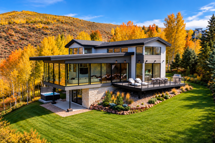 Colorado vacation home rental with a view Aspen trees fall colors in orange and yellow