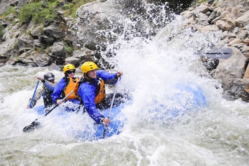 People on a whitewater rafting trip in Colorado